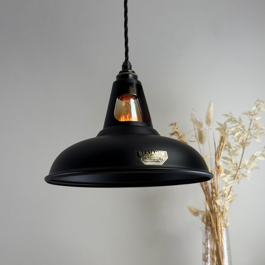 Cawston - Matt Black Lampshade Slotted Design Pendant Ceiling Light - 11 Inch *Pre Order*