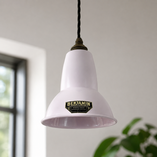 Alby | Rose Pink Industrial Pendant Light | 6 Inch Enamel Ceiling Shade