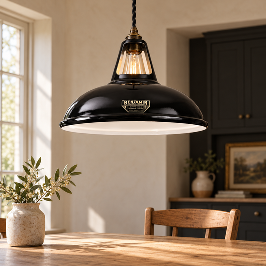 Cawston XL Midnight Black Coolicon Lampshade Pendant Light - 14 Inch