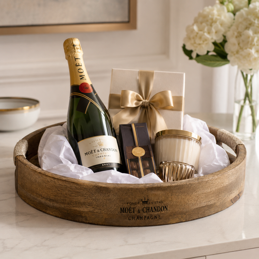 Moët & Chandon Large Round Wooden Champagne Serving Tray | 41cm