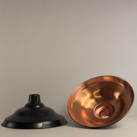 Bawsey - Matt Black & Copper Lampshade Pendant Ceiling Light - 16 Inch