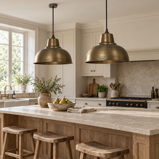 Salthouse XL Antique Brass Dome Lampshade Pendant Light 14.5 Inch