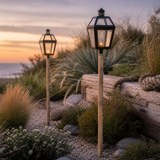 Maxlume ~ Solid Wooden Spike Outdoor Candle Lantern Sconce Industrial Light Nautical Patinated Bronze