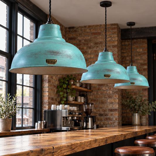Salthouse XL Copper Verdigris Patina Lampshade Pendant Light - 14.5 Inch