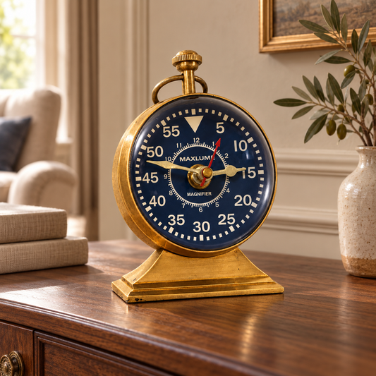 Magnifier Solid Brass Ships Table Clock