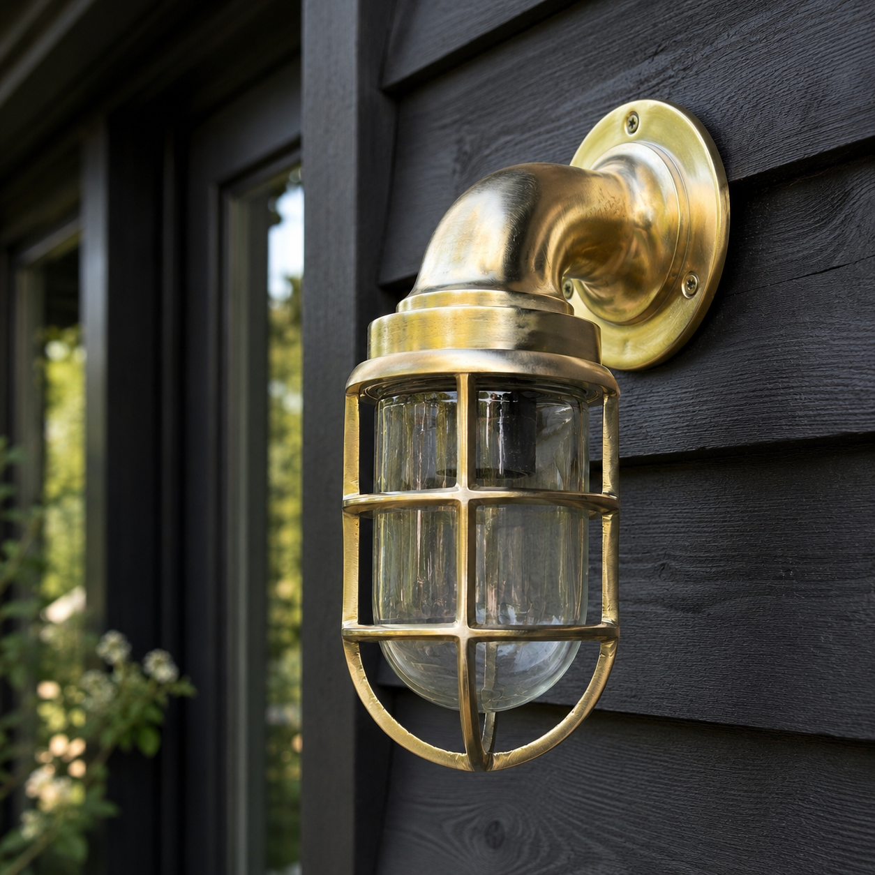Beachamwell Raw Solid Brass Swan Neck Wall Light - IP64