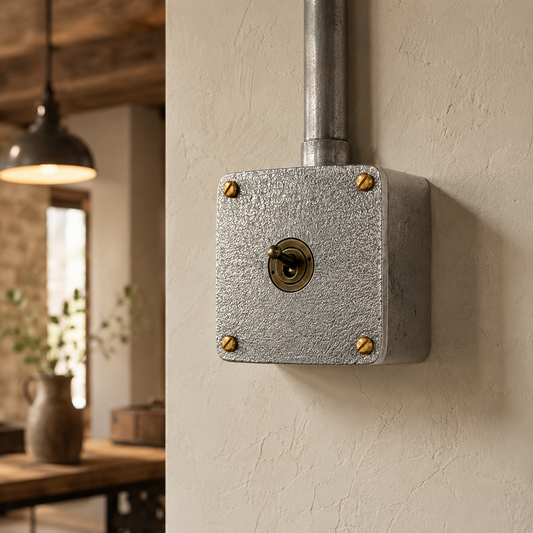 Single Gang 2 Way Surface Mounted Conduit Toggle Light Switch | Solid Cast Metal