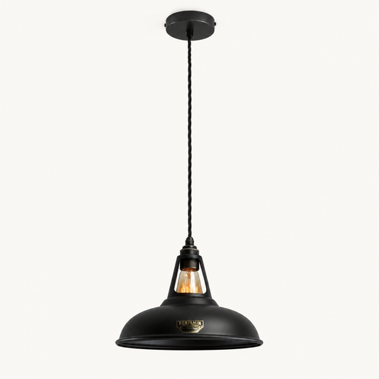 Cawston Matt Black Coolicon Lampshade Pendant Light - 11 Inch