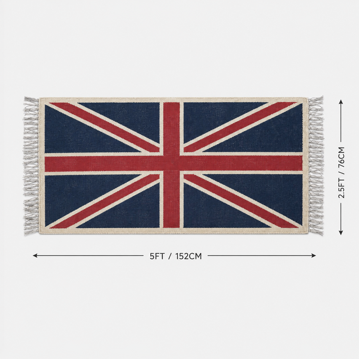 Reversible Union Jack Rug | Hand Knotted British Flag Jute Runner