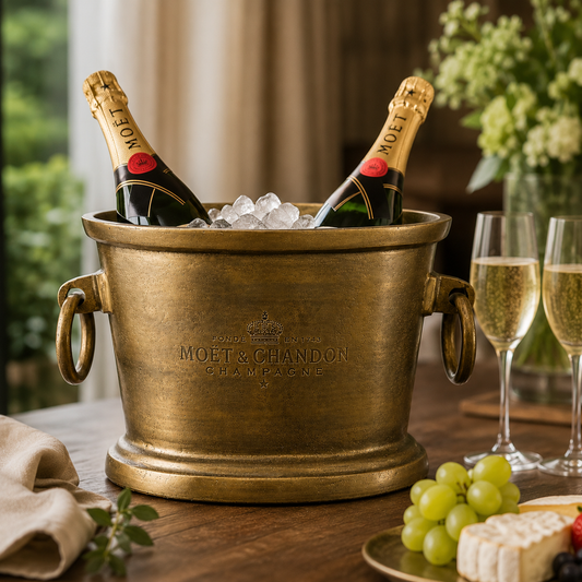 Moët & Chandon Antique Brass Engraved Champagne Ice Bucket