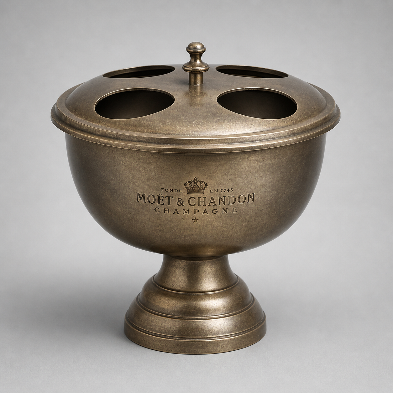 Moët & Chandon Antique Brass 4 Bottle Champagne Cooler | Large Ice Bucket