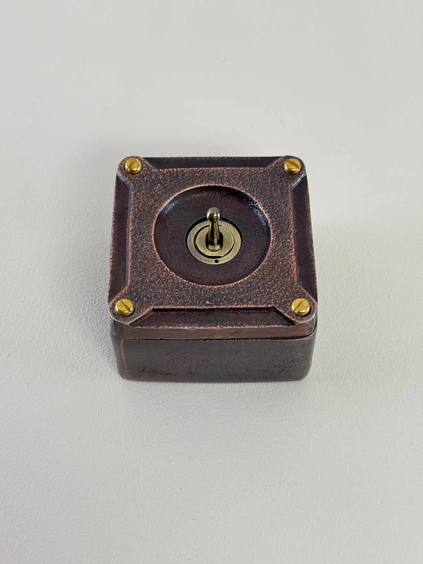 Single Gang Antique Copper Solid Cast Metal Conduit Light Switch Industrial 2 Way - BS EN Approved Vintage Crabtree 1950’s Style