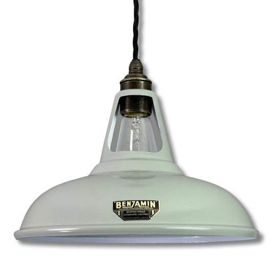 Cawston ~ Original Grey Slotted Lampshade Pendant Set Light *Worn* ~ 11 Inch