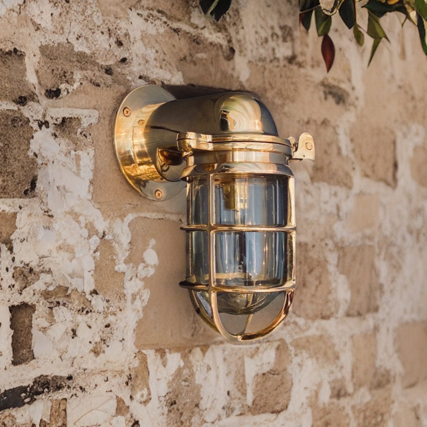 Happisburgh ~ Solid Brass Bulkhead Sconce Ships Wall Mounted Light Outdoor & Bathroom | 10 Inch