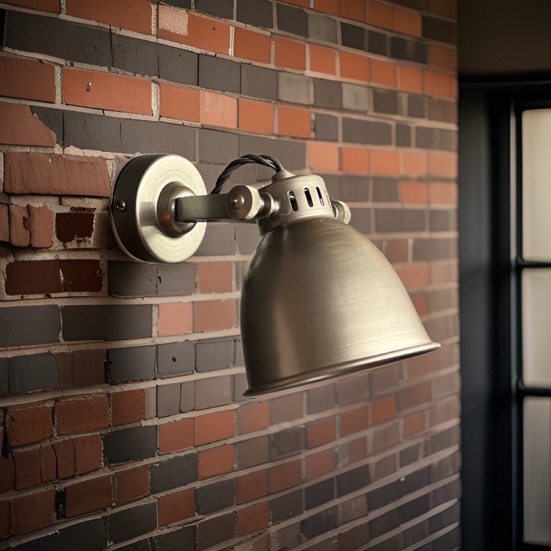 Solid Pewter Grey Steel Short Adjustable Arm Industrial Wall Light | Spot light | Bedroom Reading Table | Kitchen Table | Vintage