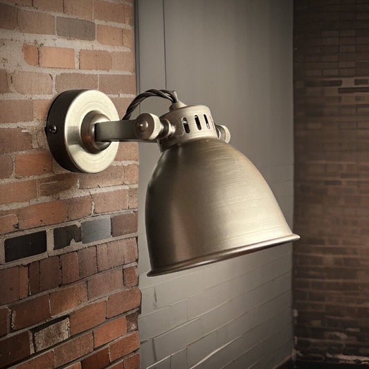 Solid Pewter Grey Steel Short Adjustable Arm Industrial Wall Light | Spot light | Bedroom Reading Table | Kitchen Table | Vintage