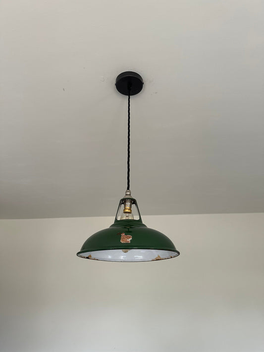 Geniune Green Solid Coolicon 1932 Shade Pendant Set Light 11 Inch | Ceiling Dining Room | Kitchen Table | Vintage Filament Bulb