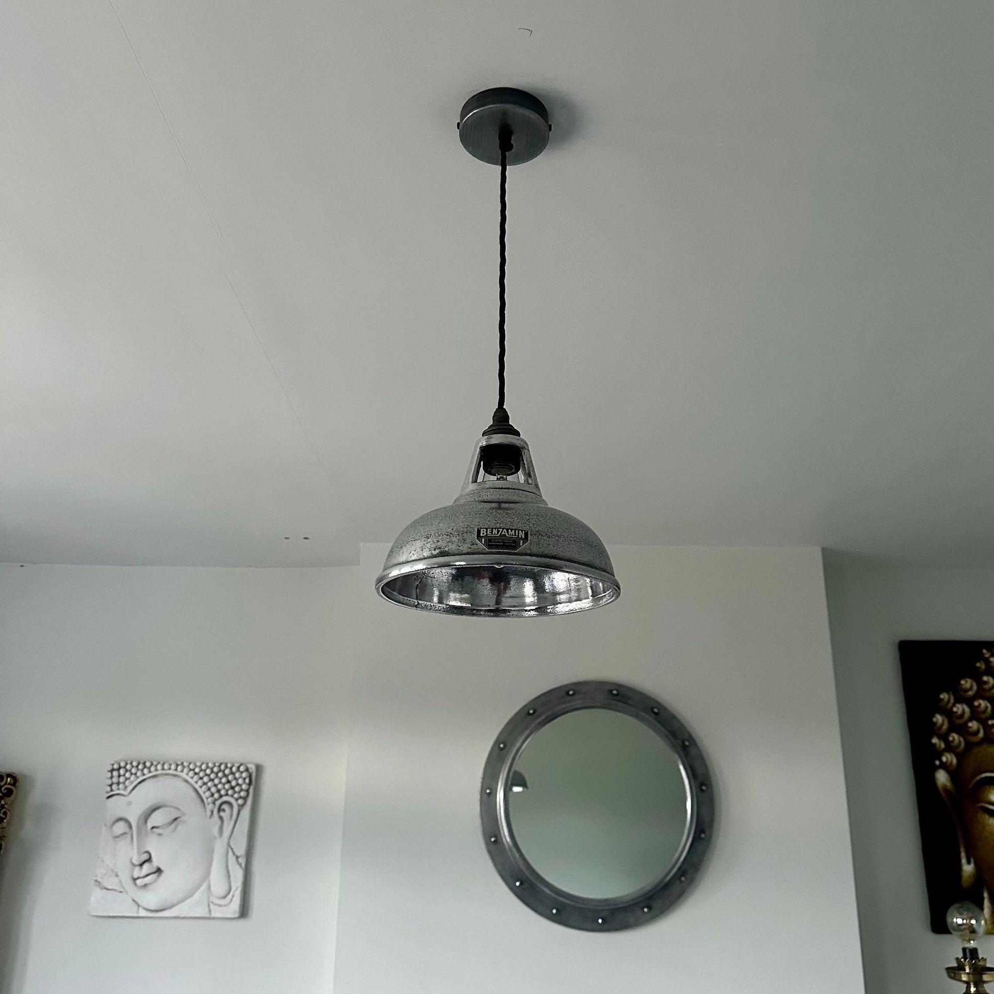 Cawston Small ~ Cast Solid Lampshade Slotted Design Pendant Set Light | Ceiling Dining Room ~ 9 Inch