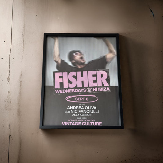 Fisher ~ Genuine Ibiza Framed Dj Artwork | Hi Ibiza | Luxury Black Frame