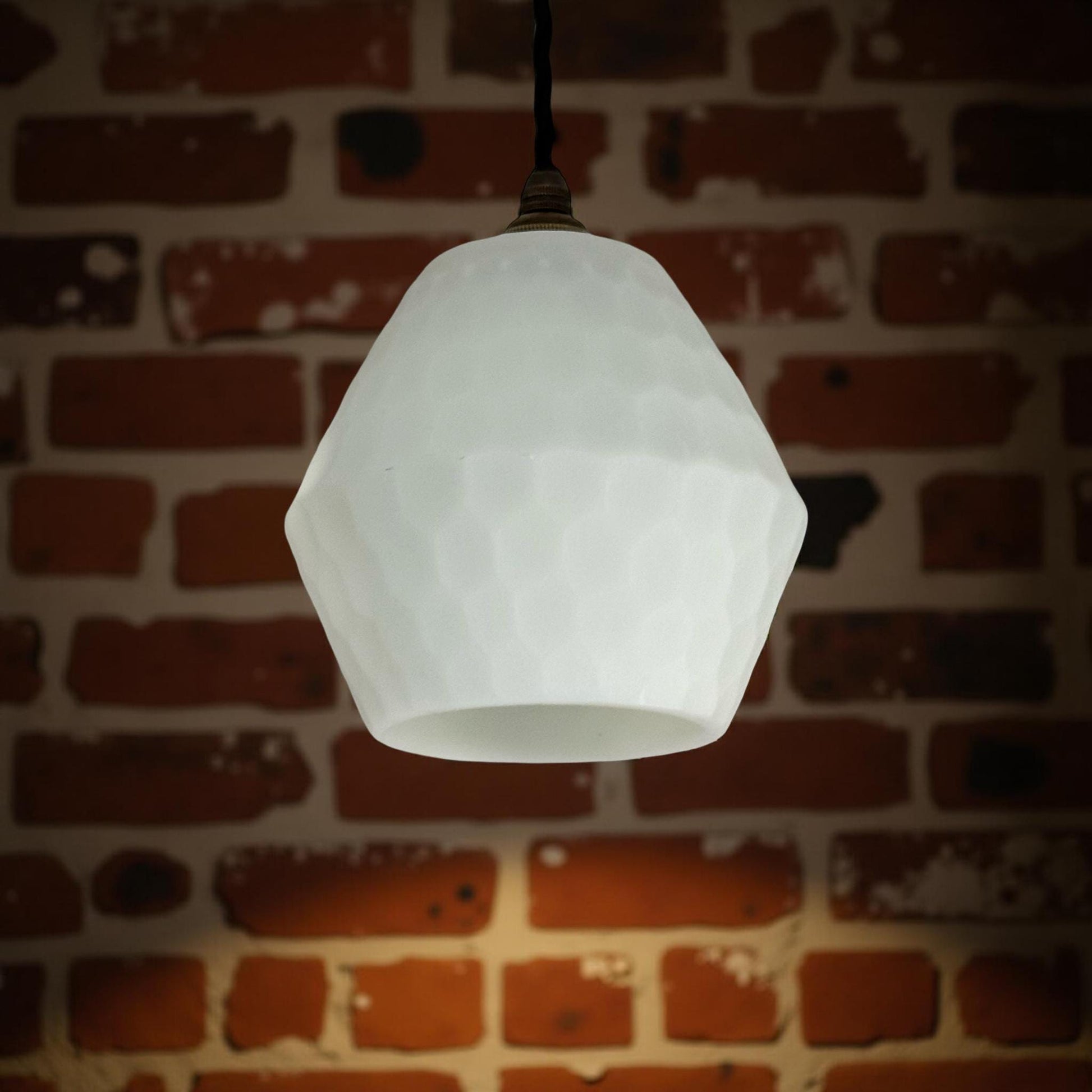 White Faceted Geometric Beehive Glass Pendant Set Ceiling Light