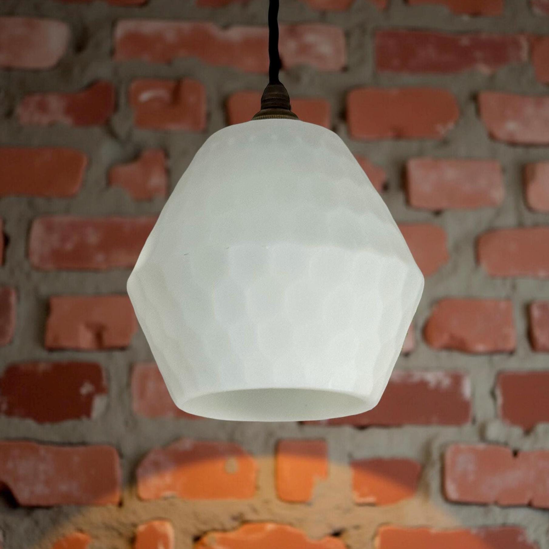 White Faceted Geometric Beehive Glass Pendant Set Ceiling Light