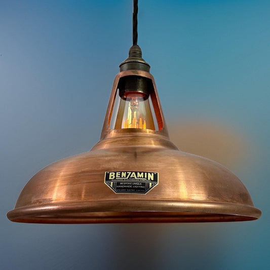 Cawston ~ Antique Copper Slotted Lampshade Pendant Ceiling Light ~ 11 Inch