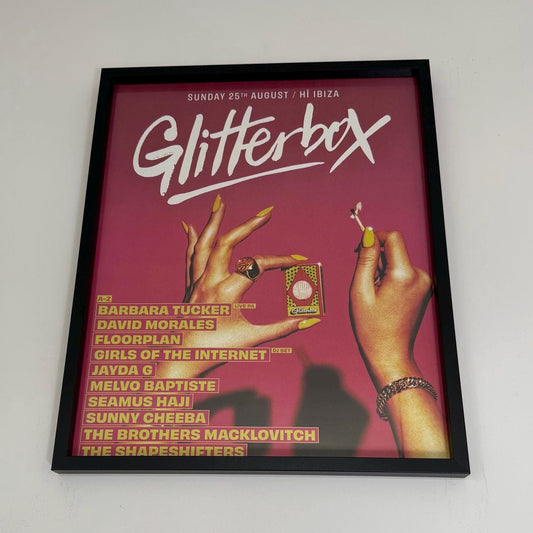 Glitterbox ~ Genuine Hi Ibiza Framed Dj Artwork | A3 Luxury Black Frame