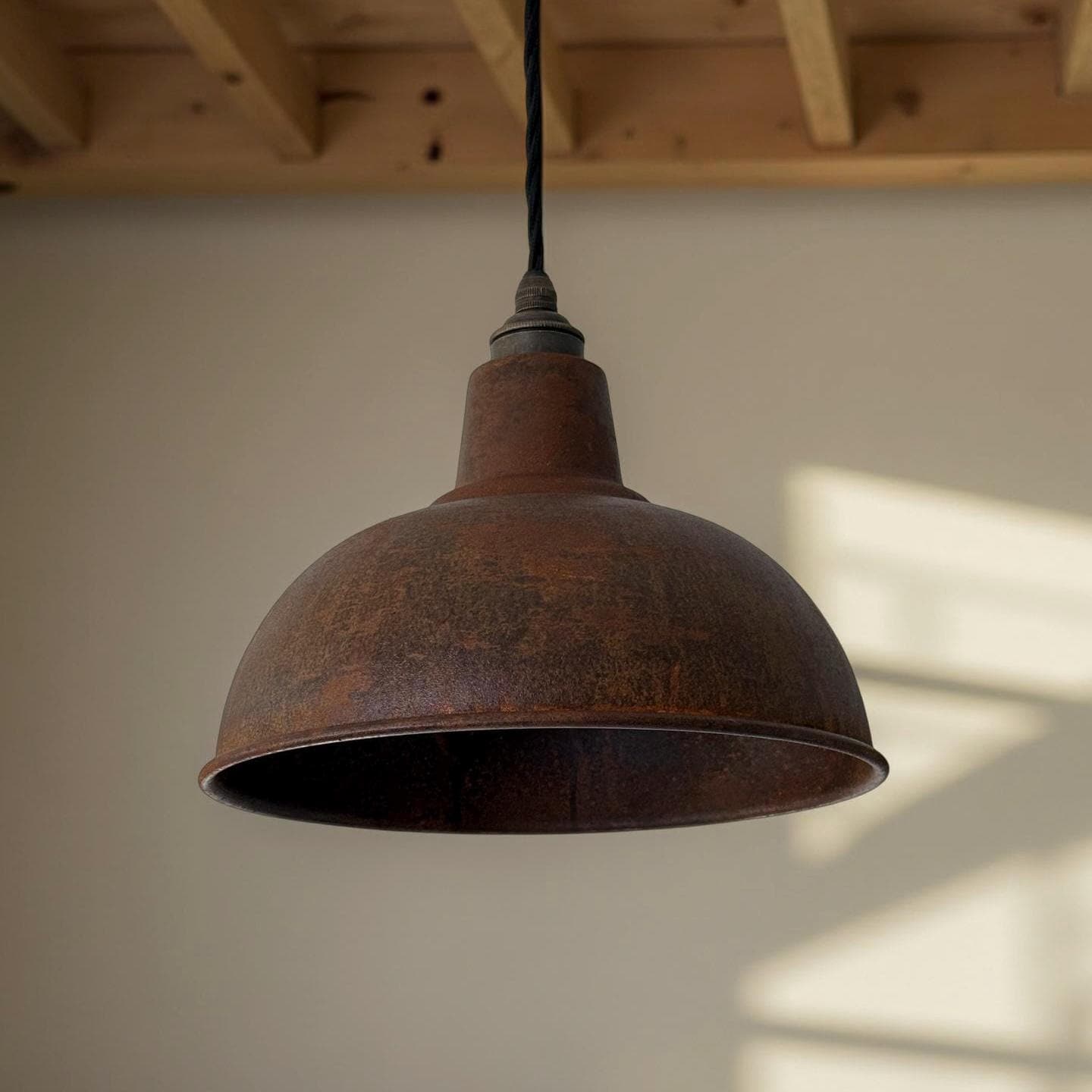 Salthouse ~ Rusted Solid Steel Lampshade Pendant Set Light ~ 10 Inch