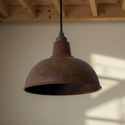 Salthouse ~ Rusted Solid Steel Lampshade Pendant Set Light ~ 10 Inch