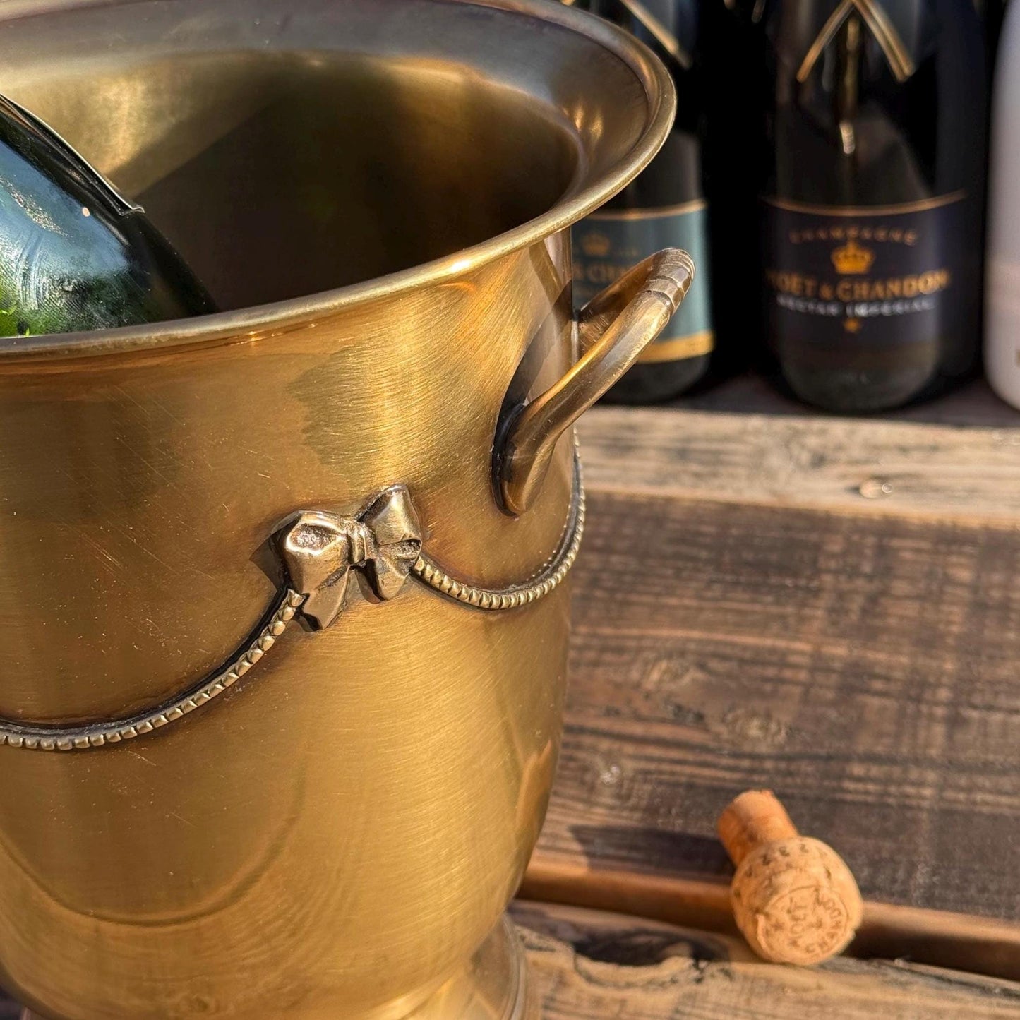 Solid Antique Brads Champagne Ice Bucket | Wine Cooler