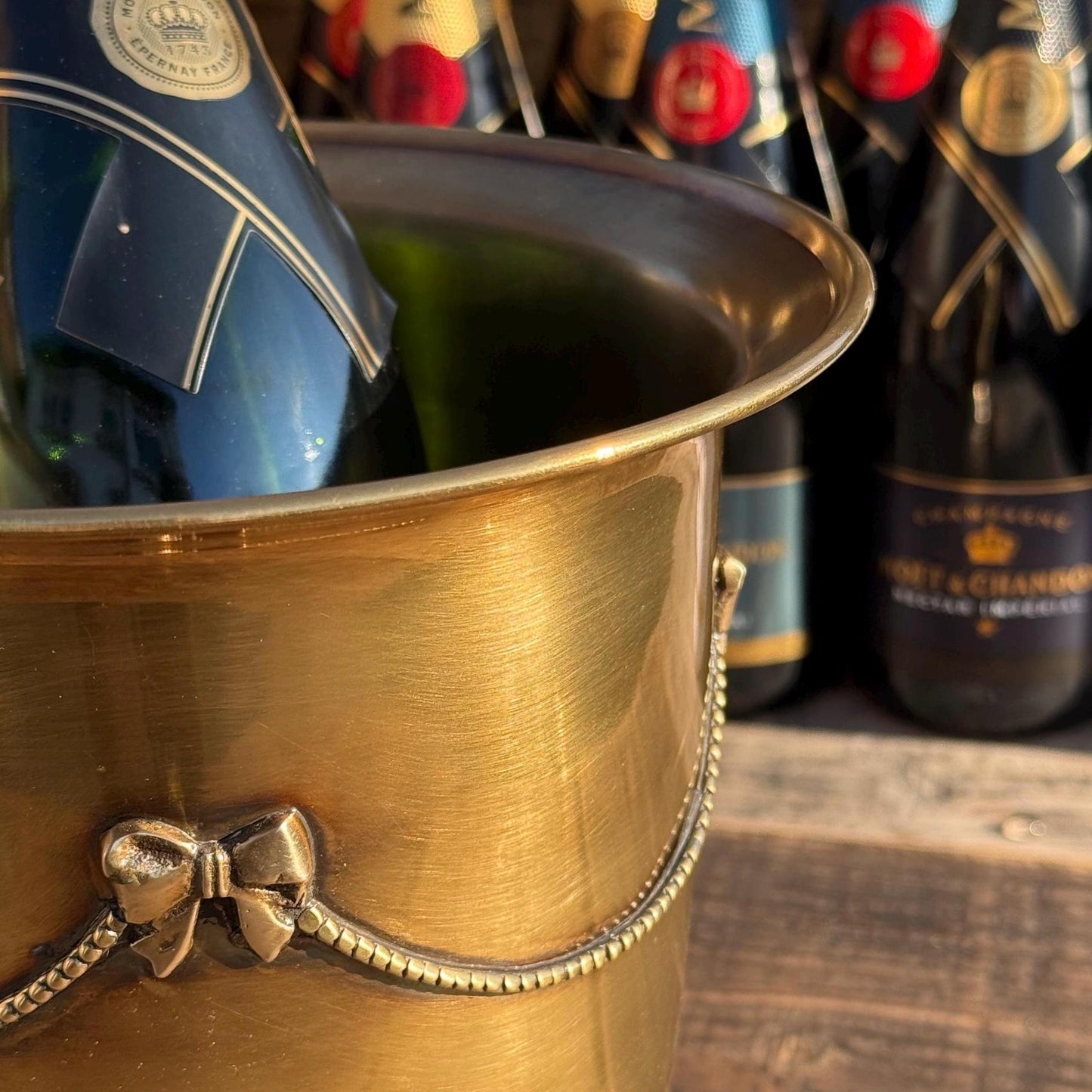 Solid Antique Brads Champagne Ice Bucket | Wine Cooler