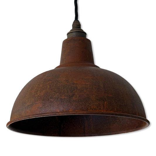 Salthouse ~ Rusted Solid Steel Lampshade Pendant Set Light ~ 10 Inch
