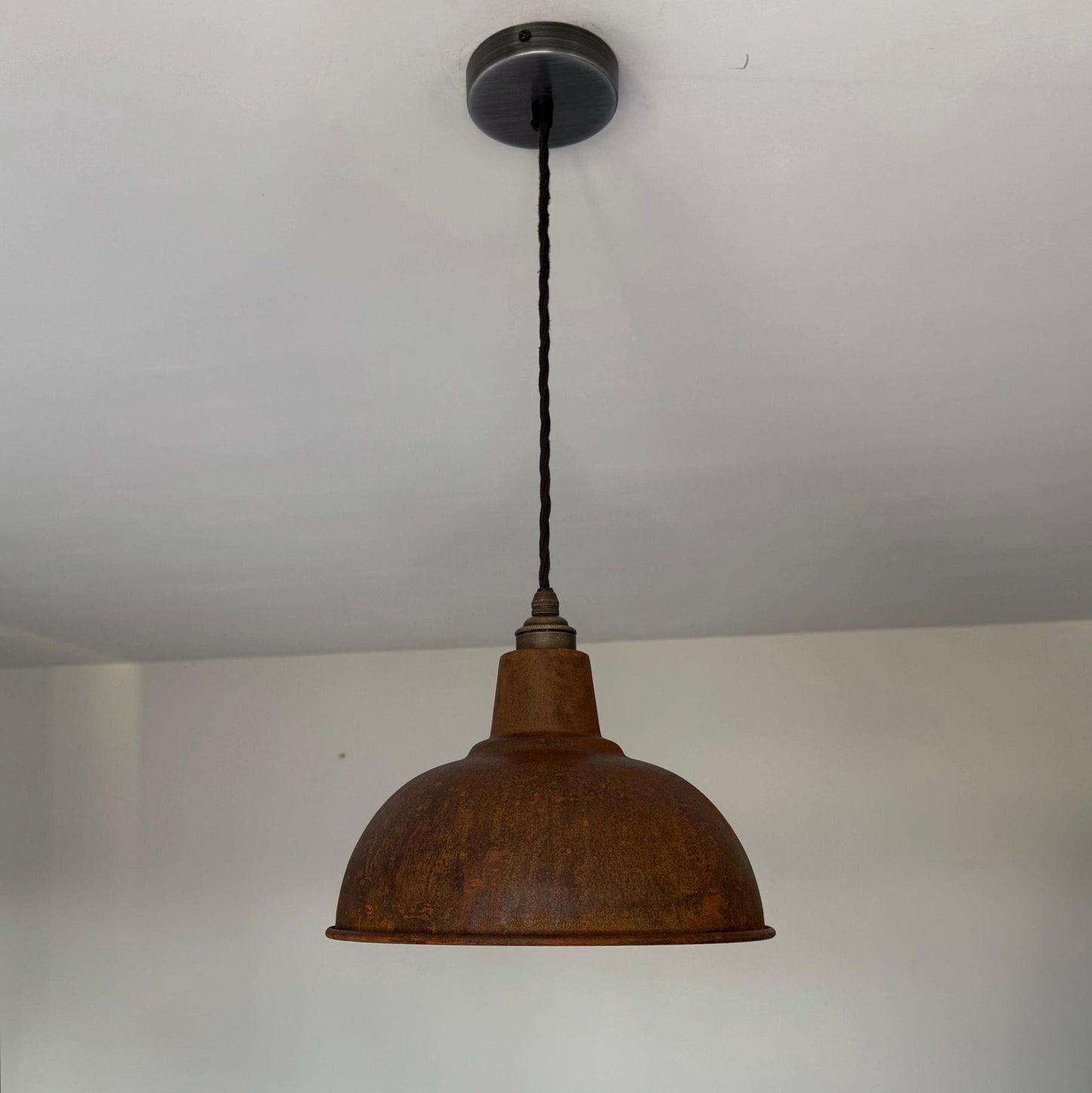 Salthouse ~ Rusted Solid Steel Lampshade Pendant Set Light ~ 10 Inch