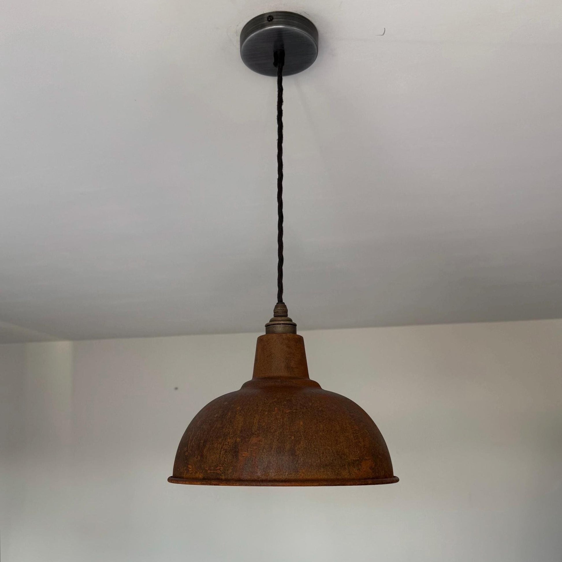 Salthouse ~ Rusted Solid Steel Lampshade Pendant Set Light ~ 10 Inch
