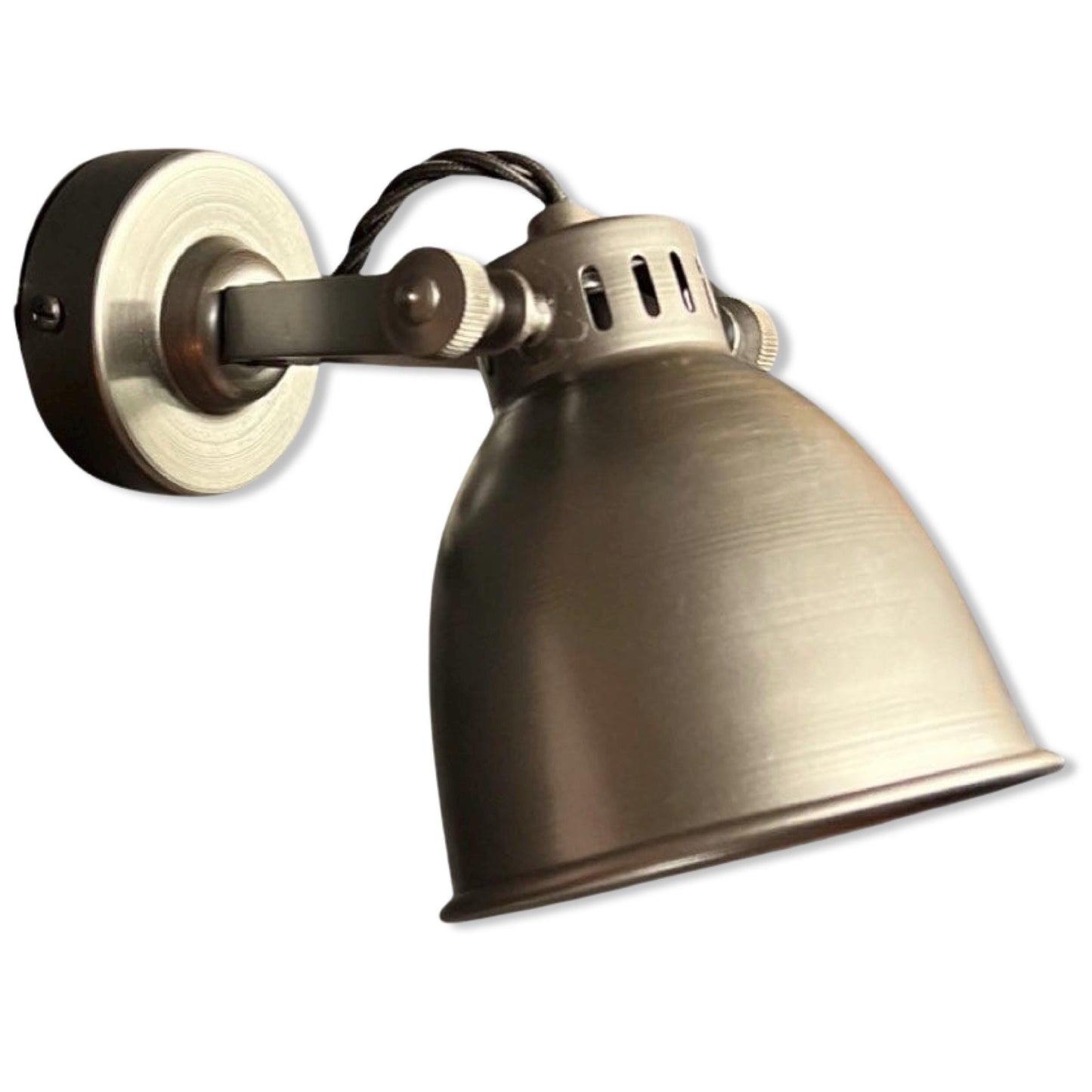 Solid Pewter Grey Steel Short Adjustable Arm Industrial Wall Light | Spot light | Bedroom Reading Table | Kitchen Table | Vintage