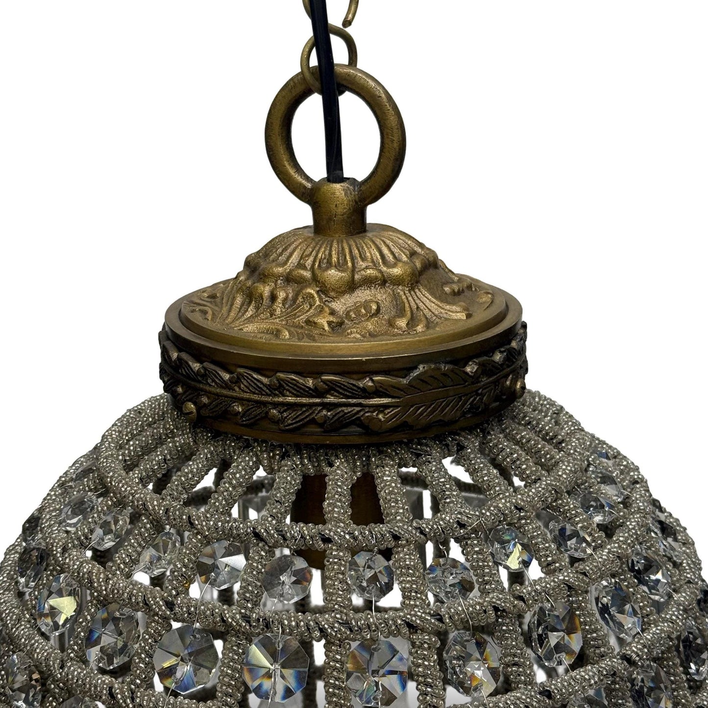 Hoveton XL ~ Luxury French Crystal Globe Chandelier Glass Light Sphere Round ceiling dining room kitchen table vintage edison filament lamps