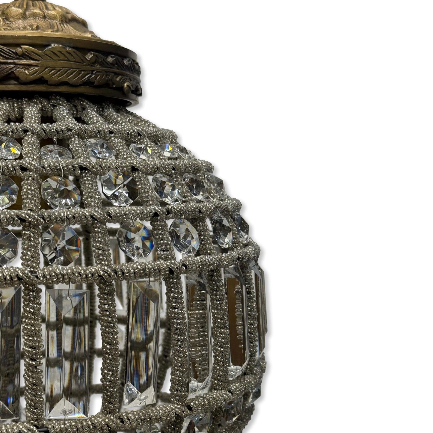 Hoveton XL ~ Luxury French Crystal Globe Chandelier Glass Light Sphere Round ceiling dining room kitchen table vintage edison filament lamps