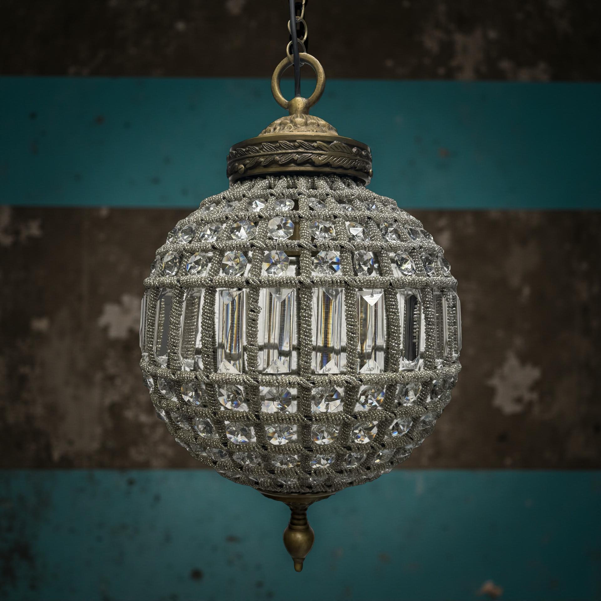 Hoveton XL ~ Luxury French Crystal Globe Chandelier Glass Light Sphere Round ceiling dining room kitchen table vintage edison filament lamps