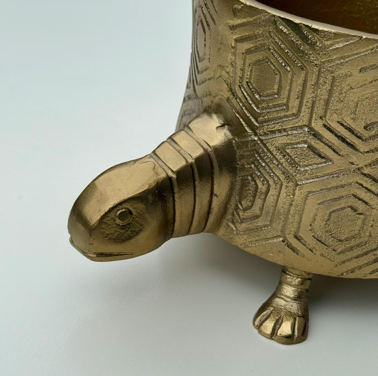 Turtoise Solid Cast Brass Metal Planter Pot