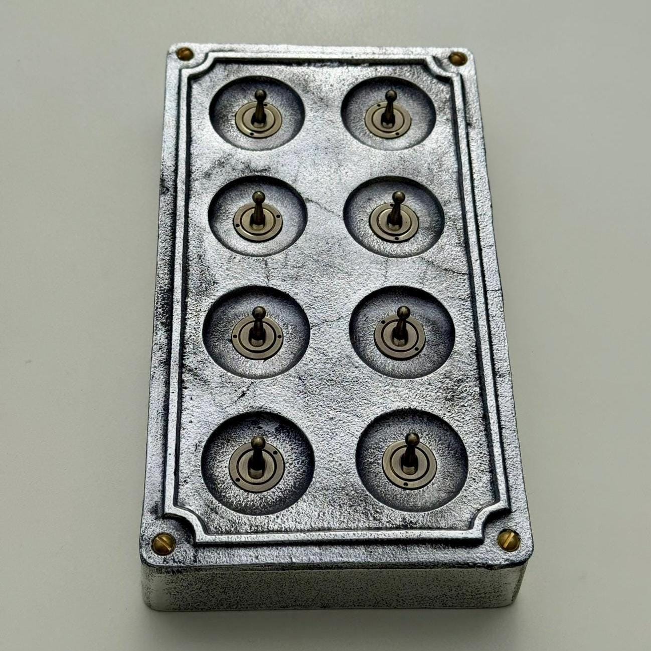8 Gang 2 Way Solid Cast Metal Conduit Light Switch Industrial - Vintage Crabtree