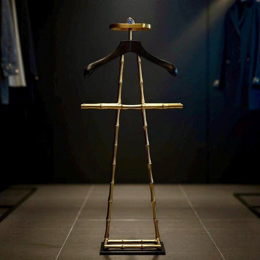Luxury Dressboy Vintage Brass / Black 50.5 x 31 x H. 117 cm - Clothes Rack Coat Rack Suit Stand Mute Servant Gentleman - Luxury Accessories