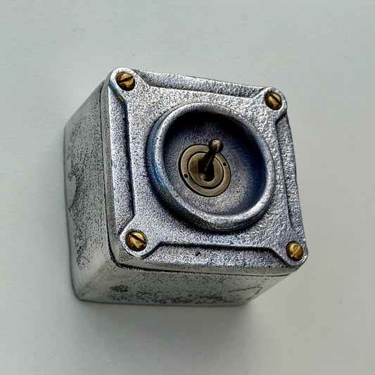 Single Gang Solid Metal Conduit Toggle Light Switch - Industrial Vintage Crabtree