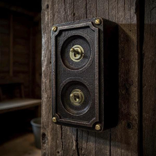 Double 2 Gang Antique Copper Metal Conduit Light Switch