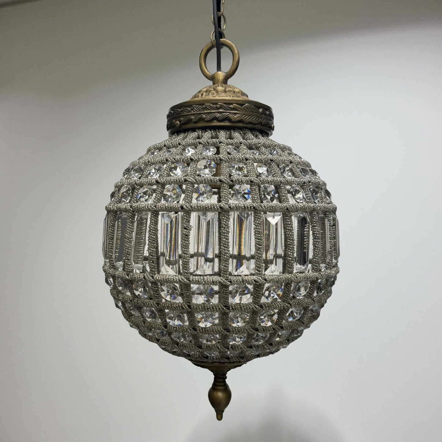 Hoveton XL ~ Luxury French Crystal Globe Chandelier Glass Light Sphere Round ceiling dining room kitchen table vintage edison filament lamps