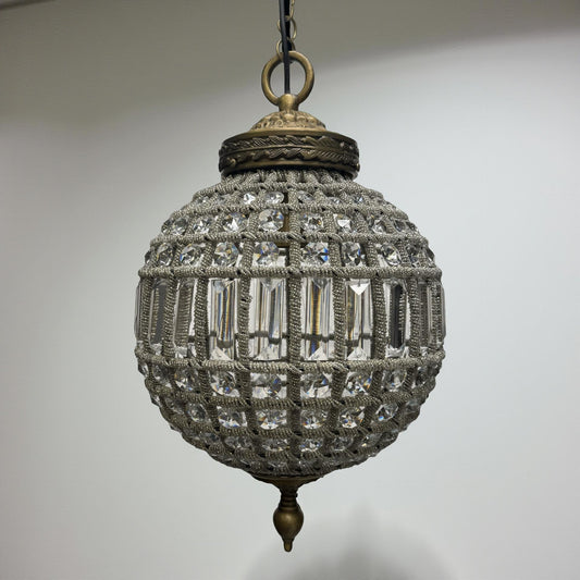 Hoveton XL ~ Luxury French Crystal Globe Chandelier Glass Light Sphere Round ceiling dining room kitchen table vintage edison filament lamps