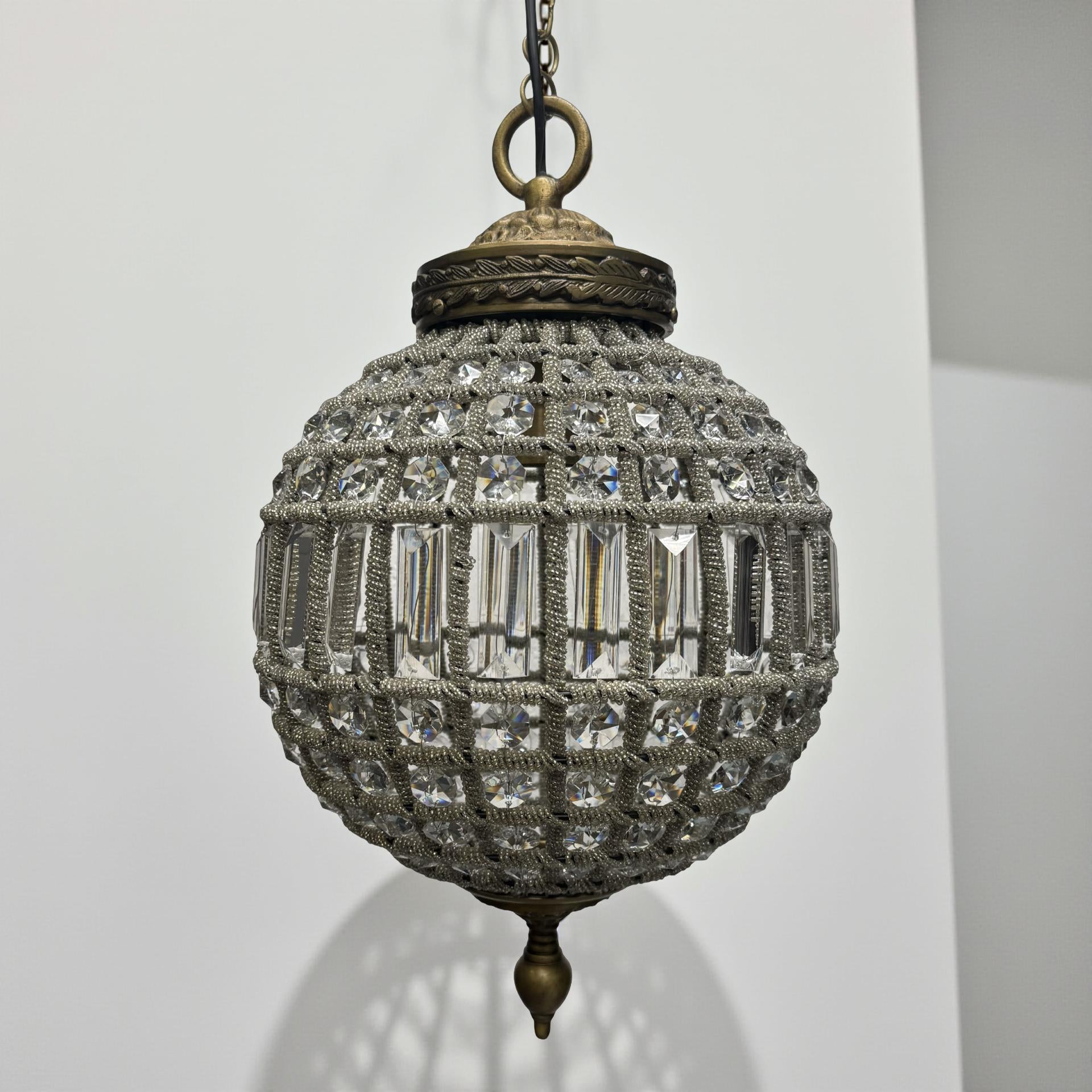 Hoveton XL ~ Luxury French Crystal Globe Chandelier Glass Light Sphere Round ceiling dining room kitchen table vintage edison filament lamps