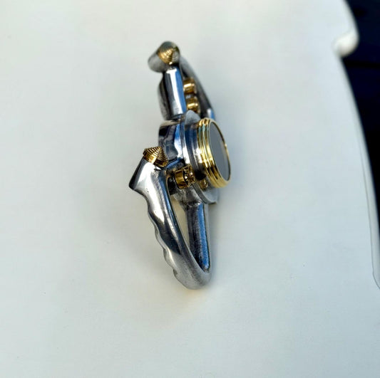 Cockpit Pilots Yoke Aviator Solid Brass Ships Clock Compass Nautical Vintage Industrial Pilot Decor