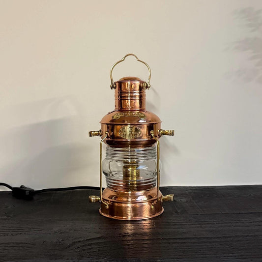 Solid Copper & Brass Anchor Table Lamp Maritime Ship Lantern Boat Light