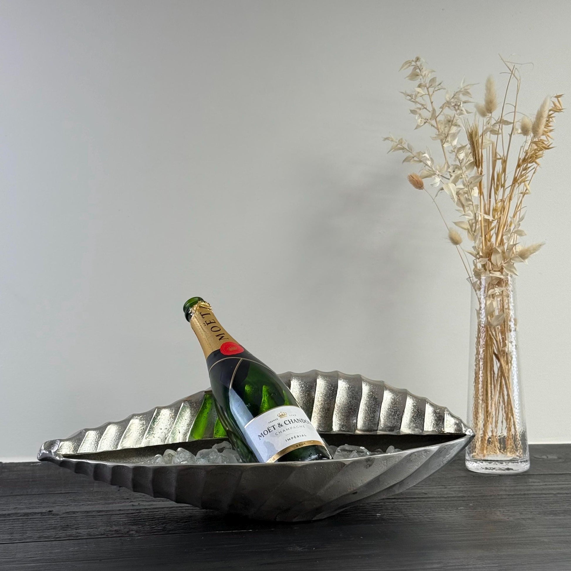 Clam Shell Solid Cast Champagne Ice Bucket - Wine Cooler - Fruit Bowl