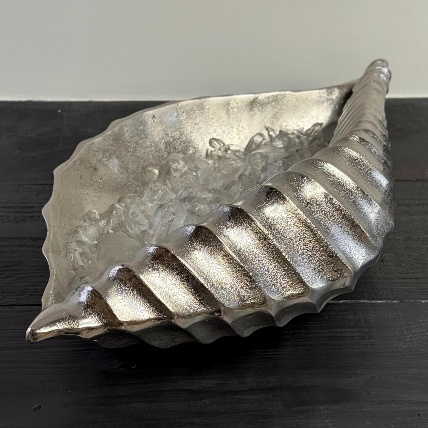 Clam Shell Solid Cast Champagne Ice Bucket - Wine Cooler - Fruit Bowl